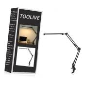 Toolive - Lampe de Bureau led, 14W Lampe de Table Architecte Pliable avec Pince, 10 Niveaux de Luminosité x 3 Modes de Couleur, Lampe de table