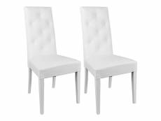 Trevi - lot de 2 chaises simili blanc et pieds laqués