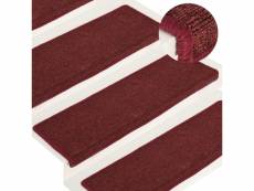 Vidaxl tapis d'escalier 15 pcs 65x21x4 cm rouge mat