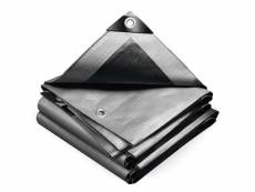 Vounot bâche de protection en polyéthylène resistant et impermeable 240g/m² gris et noir 4x6m