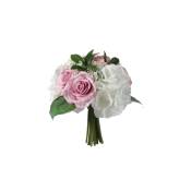 Bouquet de 16 tiges de roses artificielles roses mauves H24