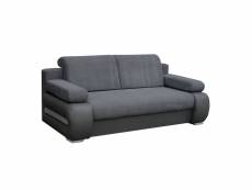 Canapé en lit convertible avec coffre de rangement relax 3 places - tissu et simili cuir - york (gris foncé) MB002711
