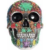 Ccykxa - Tête de Mort sculptée au Design Gothique,Statue crâne avec des pétale,Ornements d'halloween de crâne en résine,Crâne Peint,pour la