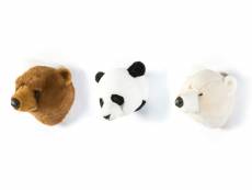 Coffret 3 mini peluches trophée ours blanc, ours brun