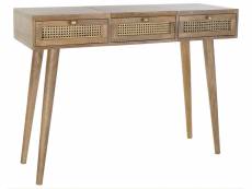 Console table en bois de manguier et rotin coloris naturel - longueur 115 x profondeur 40 x hauteur 84 cm