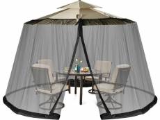 Costway moustiquaire pour parasol et tonnelle de camping terrasse 2,43-3m avec 2 portes a double fermeture eclair,moustiquaire reglable filet pour par