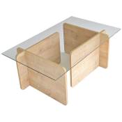 Cotecosy - Table basse design Gelpio 150x65cm Bois clair et Verre Transparent - Bois clair