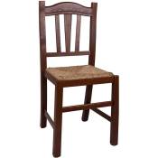Dmora - Chaise de salon ou de cuisine, style campagnard, structure en bois avec fond en paille, 39x45h96 cm, couleur Noyer