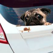 Drôle mignon animal de compagnie carlin chien escargot 3D voiture fenêtre décalcomanies étanche voiture vinyle fenêtre décalcomanie s'accrocher
