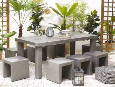 Ensemble de jardin table et 6 tabourets en fibre-ciment