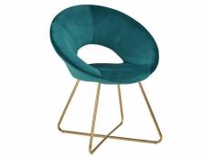 Fauteuil chaise lounge design en velours bleu pétrole pieds en métal fal09042