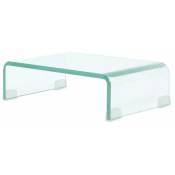 Helloshop26 - Meuble télé buffet tv télévision design pratique pour moniteur 40 cm verre transparent - Transparent