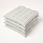 Homescapes - Lot de 4 Galettes de chaise capitonnée Rayures grises 40 x 40 cm - Rayures grises