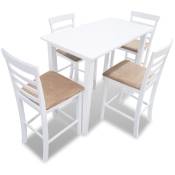INLIFE Set table et 4 chaises de bar en bois coloris