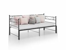 Joli lits et accessoires ligne bagdad cadre de canapé-lit extensible noir métal 90x200 cm