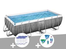 Kit piscine tubulaire rectangulaire Bestway Power Steel 4,04 x 2,01 x 1,00 m + 6 cartouches de filtration + Kit de traitement au chlore