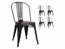 Kosmi - lot de 4 chaises en métal noir mat - style industriel