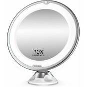 Lablanc - Miroir de maquillage, grossissement 10X avec led blanc jour, miroir de salle de bain éclairé portable, rotation pivotante à 360 degrés et