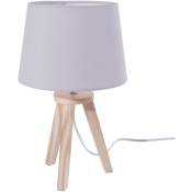 Lampe trépied bois Gris 18x30 cm - Gris
