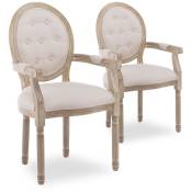 Lot de 2 fauteuils médaillon capitonnés Louis xvi tissu Beige - Beige