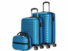 Lot de 3 valises (53x63cm) et trousse de toilette abs bleu