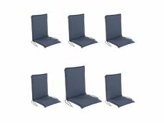 Lot de 6 coussins pour fauteuil inclinable de jardin bleu oléfine,42x92x4 cm, Q82702740
