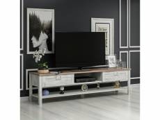 Meuble tv hashøj à portes 42 x 161 x 35,5 cm blanc