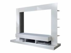 Meuble tv - mélaminé - blanc - 170 / 124 / 46 cm