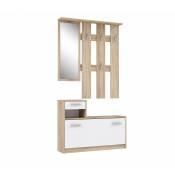 Meubletmoi - Penderie meuble à chaussures décor bois avec miroir - marcel
