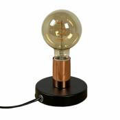 Meubletmoi - Petite lampe à poser en métal noir et cuivré - rocky 4325