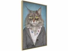 Paris prix - affiche murale encadrée "animal alter ego cat" 30 x 45 cm or