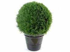 Plante artificielle haute gamme spécial extérieur / cyprès artificiel mini boule vert - dim : 90 x 65 cm