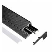 Profilé LED d'escalier / nez de marche - Série S60 - 1,5 mètre - Aluminium - Diffuseur opaque - Aluminium noir