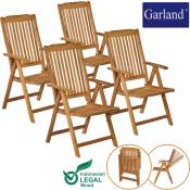 Set de 4 chaises de jardin Bari bois teck massif fauteuils
