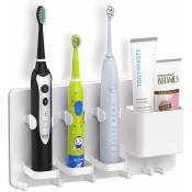 Support de rangement auto-adhésif mural pour brosse à dents électrique pour 3 brosses à dents et dentifrice