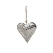 Suspension décorative coeur en métal argentée H15