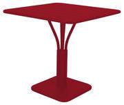 Table carrée Luxembourg / 80 x 80 cm - Pied central - Aluminium - Fermob rouge en métal