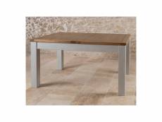Table de repas à allonge bois massif argent - gabriel - l 150-210 x l 100 x h 75 cm - neuf