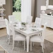 Table extensible blanche giselle 160 - 205x90x h78 cm