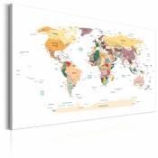 Tableau sur toile décoration murale image imprimée cadre en bois à suspendre Carte du monde : Voyage autour du monde 120x80 cm