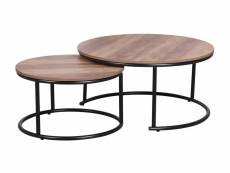 Urban living - ensemble de 2 tables basses en bois avec structure en métal