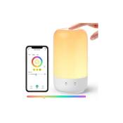 Veilleuse led connectée, lampe de chevet intelligente compatible avec apple homekit, alexa et google home, rgbcw lampe de table