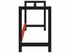 Vidaxl cadre de banc de travail métal 150x57x79 cm noir et rouge 147929