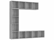 Vidaxl ensemble bibliothèque|meuble tv 3 pcs sonoma gris 180x30x180 cm