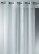 Voilage en Etamine Jacquard à Rayures Verticales Design - Blanc - 140 x 260 cm