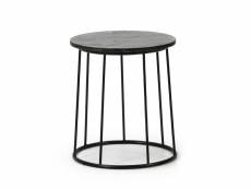 Vs venta-stock table auxiliaire table basse ronde colombo avec plateau en marbre noir massif et pieds métalliques en couleur noir mat/diamètre: 35 cm