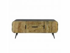 Wavy - meuble tv en bois et acier noir l 150