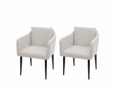 2x chaise de salle à manger hwc-h93, chaise de cuisine chaise longue ~ tissu/textile crème-beige