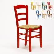 Ahd Amazing Home Design - Chaise de cuisine salle à manger bar et restaurant en bois et assise en paille Paesana Couleur: Rouge