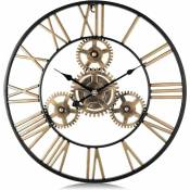 Alovez - Horloge Murale Engrenages Or Geante Métal